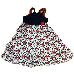 Disney Minnie Mouse Dress Sz 4T Star Print Red White Blue Kids Toddler